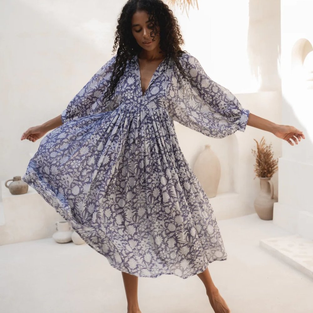 Daughters of India Kyra Midi Dress in Blue Iris NWT - Size 3XL / 14-16 US